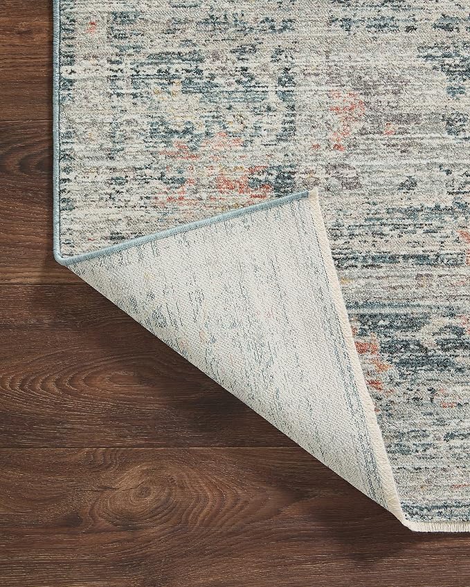 Loloi Magnolia Home by Joanna Gaines Millie Collection MIE-01 Blue/Multi 5'-3" x 5'-3", .25" Pile Height, Round Area Rug