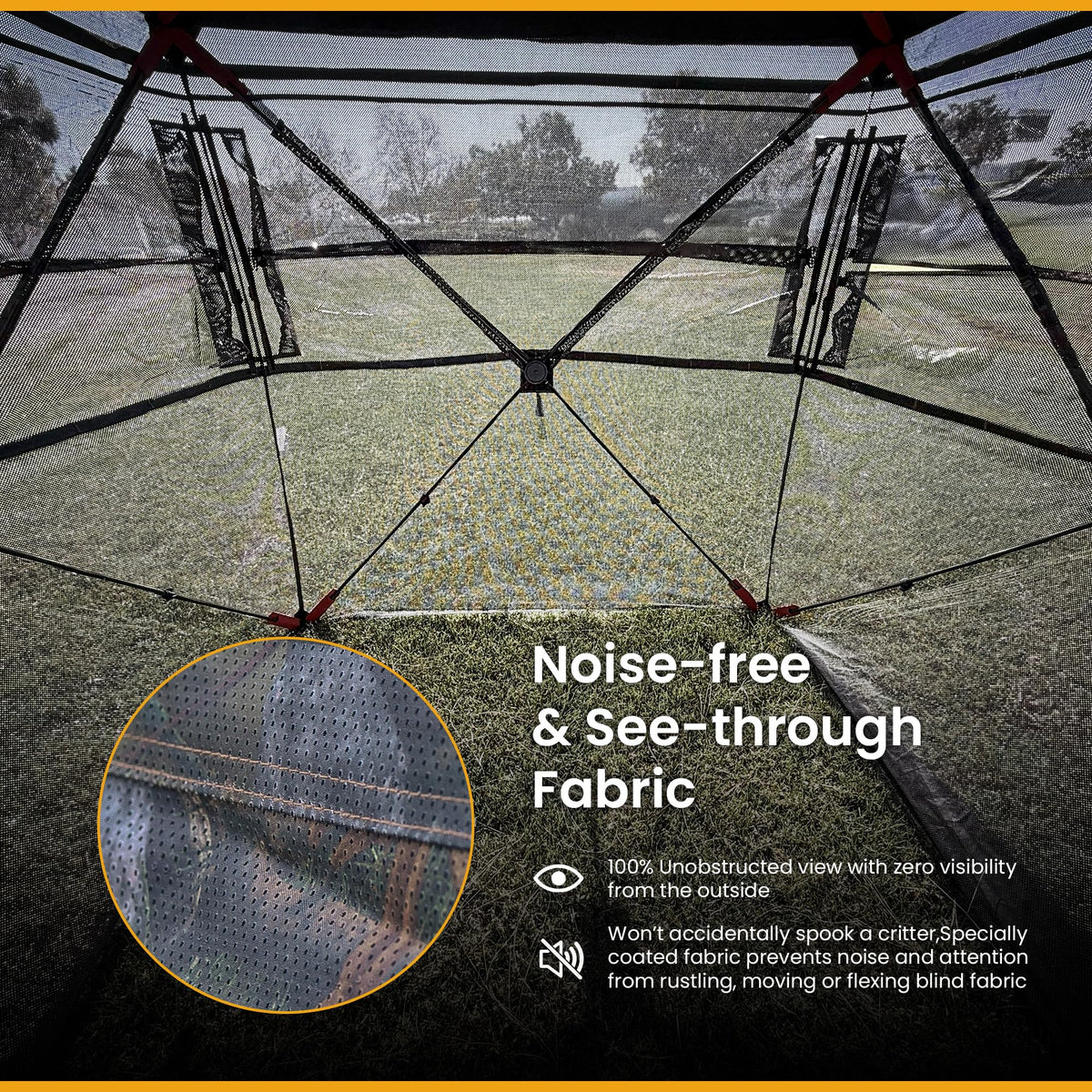 Arrowhead Outdoor 270° Vision 4.8x4.8 Ft Pop-up 2-3 Person See-Through Hunting Stealth Deer Blind Shelter w/Magnetic Door, Sliding Windows and Backpack Carry Bag, Noise-Free Camouflage Design