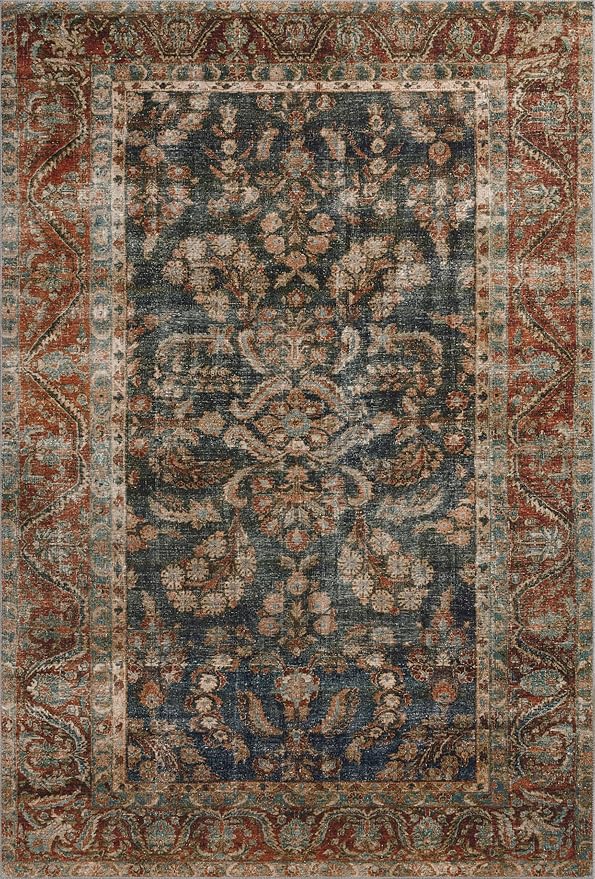 Loloi Chris Loves Julia Jules Collection JUL-10 Ocean/Spice 8'-6" x 11'-6", .13" Pile Height, Area Rug