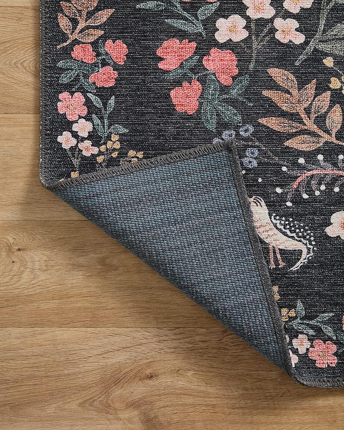 Loloi Rifle Paper Co. Maison Collection MAO-04 Tuileries Black 2'-6" x 9'-6", .19" Pile Height, Runner Rug