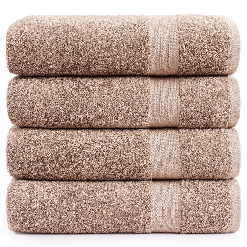LANE LINEN Luxury Bath Towels Set of 4 (28"x54") - 100% Ring Spun Cotton Bathroom Towel Set - Durable, Quick Dry, Ultra Soft & Absorbent Large Shower Towels for Bathroom - Sustainably Produced - Taupe