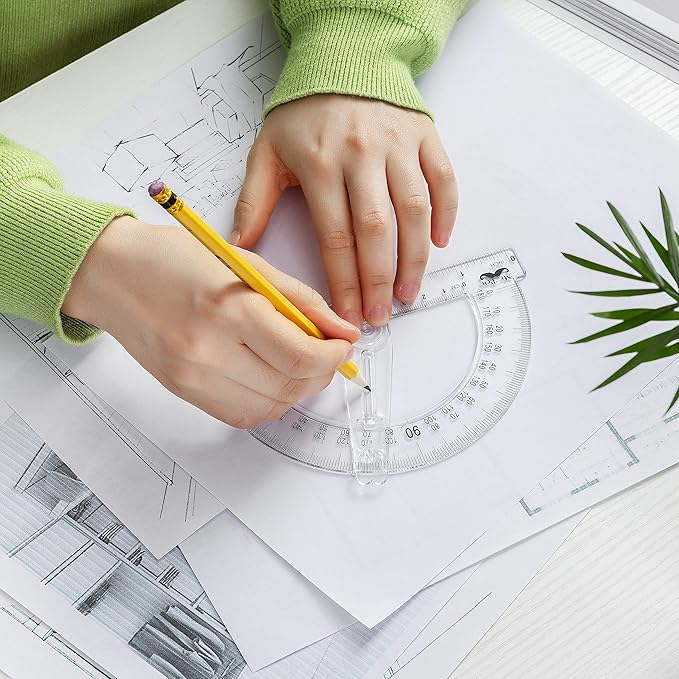Mr. Pen- Plastic Protractor with Swing Arm, 3 Pack, 6 Inch, Clear Protractors for Geometry Classroom Student School & Office Supplies, Swing Arm Math Protractors 180 Degrees