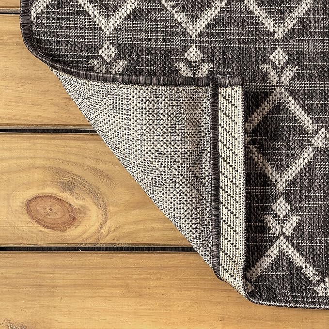 JONATHAN Y Moroccan Geometric Indoor Outdoor Area Rug 9X12 Black/Gray, Ourika Textured Weave for Backyard, Patio, Porch, Easy-Cleaning, High Traffic, Pet-Friendly, Non-Shedding (SMB108F-9)