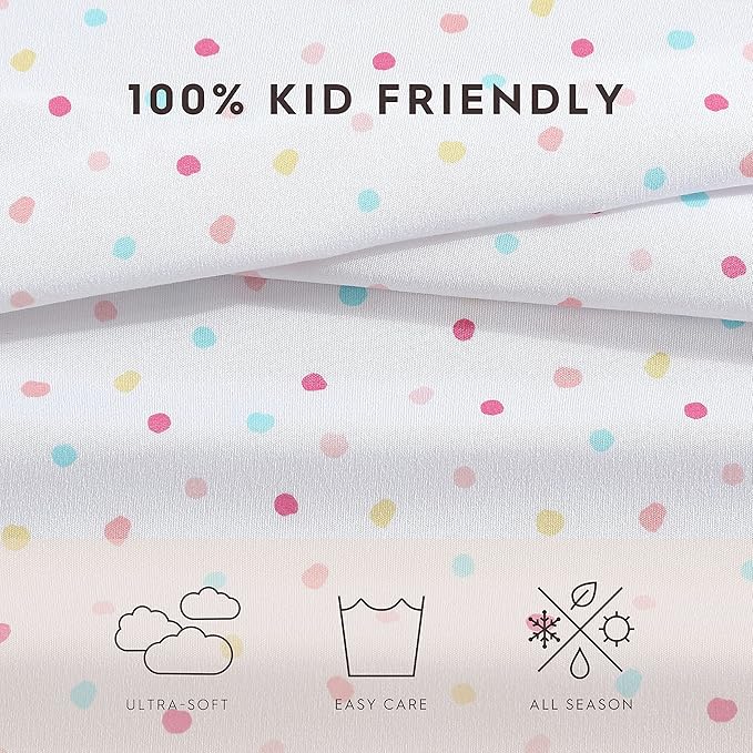 Laura Ashley Kids - Queen Sheet Set, Soft & Wrinkle-Resistant Toddler Bedding Set, Fun & Whimsical Bedroom Decor, Ideal Girl Room Essentials, Bed Sheets with Matching Pillowcases (Confetti Pink)