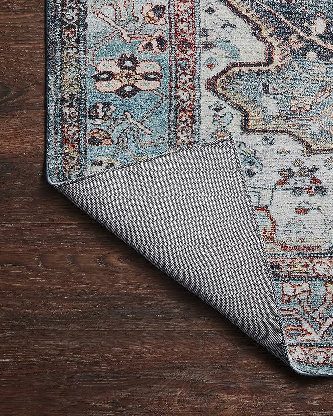 Loloi Margot Collection MAT-05 Ocean/Brick 7'-6" x 9'-6" Area Rug feat. CloudPile, No-Shed Easy Clean Large Patterned Area Rug for Living Room, Bedroom, Dining Area