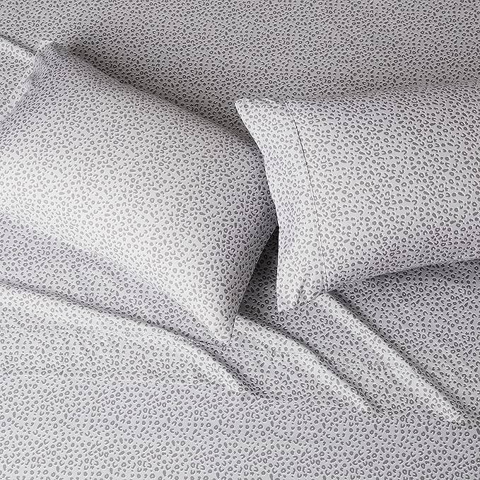 Amazon Basics Lightweight Super Soft Easy Care Microfiber 4 Piece Bed Sheet Set With 14-inch Deep Pockets - King, Grey Cheetah,Printed