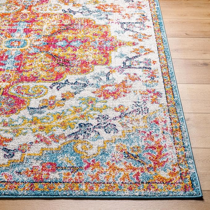 Livabliss Odelia Vintage Bohemian Area Rug,7'10" x 10'3",Orange/Aqua
