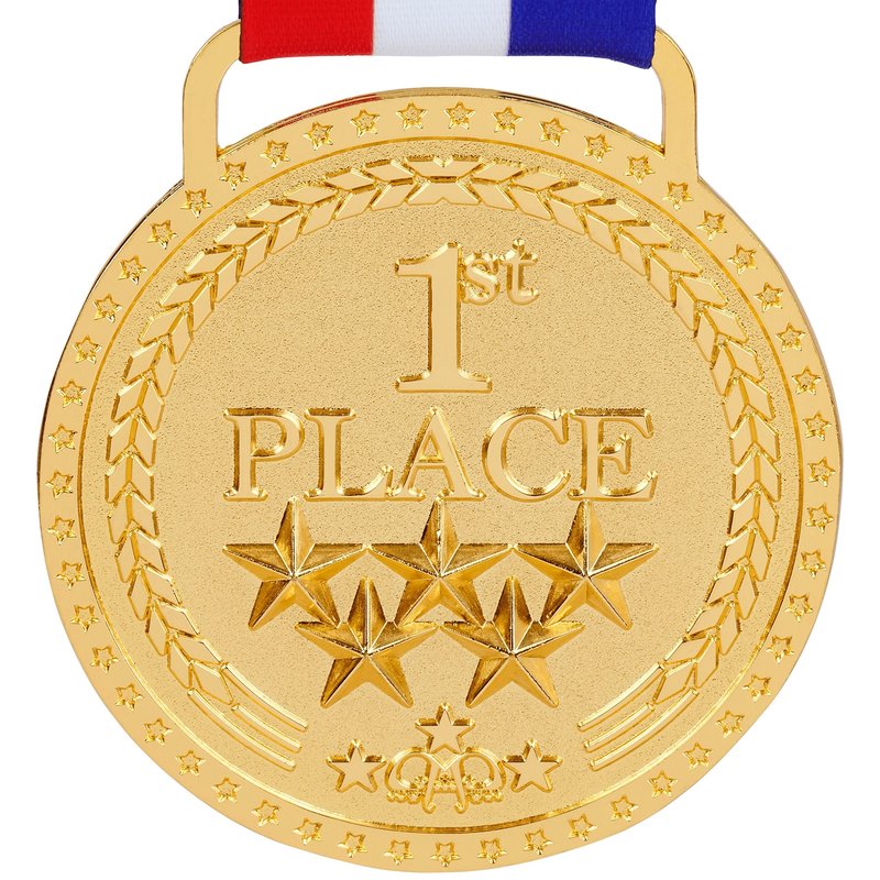 Gold Medal Winner 1st First Place Award Trophy Medal, Bright Gold