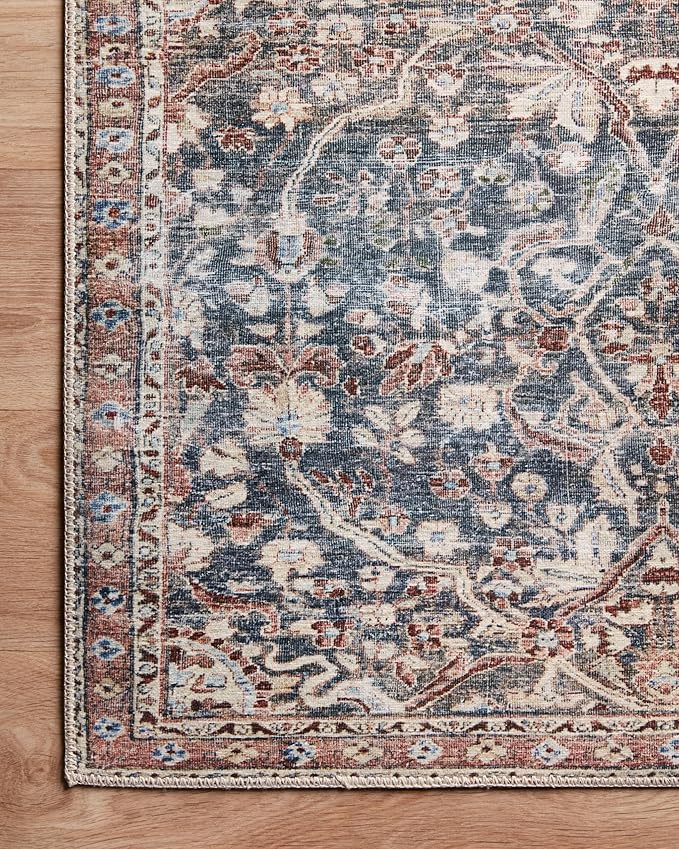 Loloi Chris Loves Julia Jules Collection JUL-06 Denim/Spice 5'-0'' x 7'-6'', .13" Pile Height, Area Rug