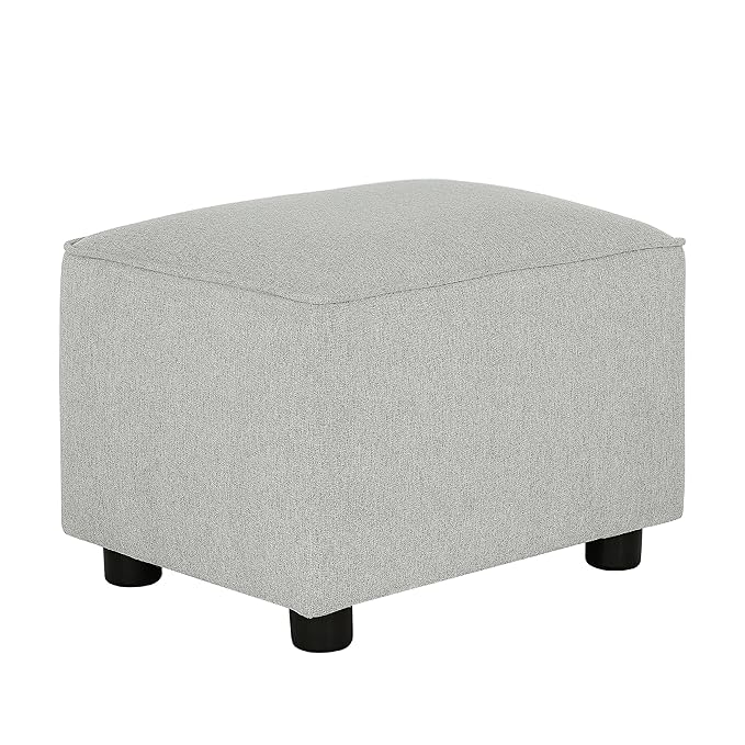 Evolur Holland Upholstered Ottoman in Harbor, Foot Rest Stool for Nursing Moms, Tool-Free Assembly, Made for Every Décor