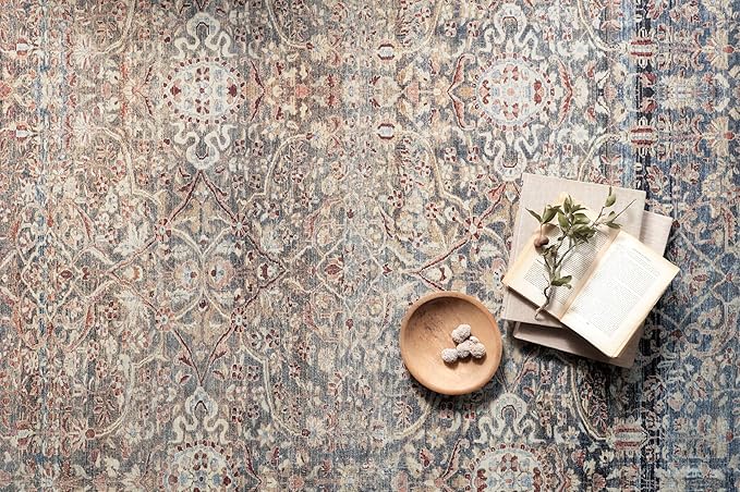 Loloi Chris Loves Julia Jules Collection JUL-06 Denim/Spice 2'-6'' x 7'-6'', .13" Pile Height, Runner Rug
