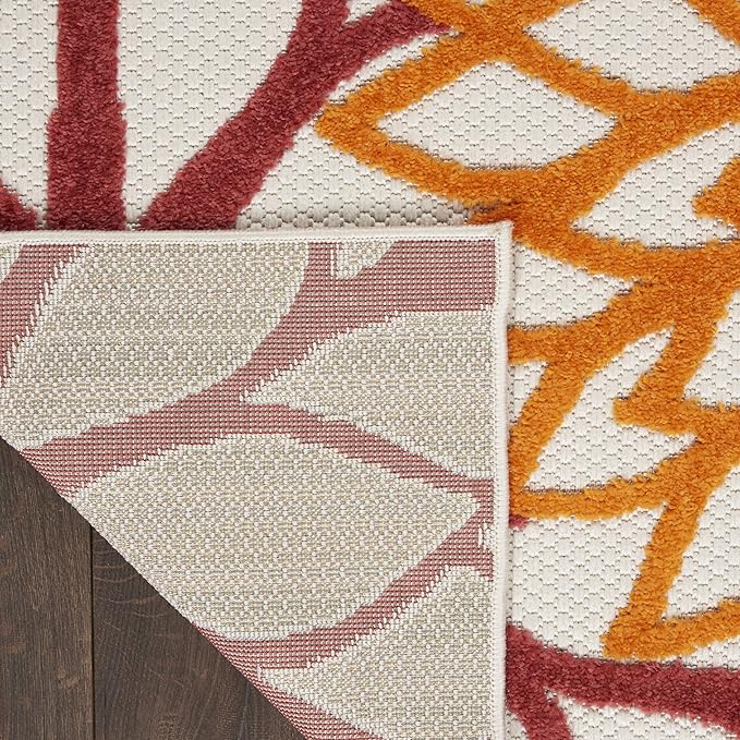 Nourison Home Aloha Indoor/Outdoor Floral Red Multi Colored 2'8" x 4' Area Rug, (3' x 4')