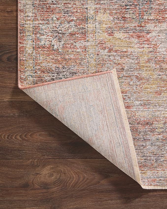 Loloi Magnolia Home by Joanna Gaines Millie Collection MIE-04 Sunset/Multi 5'-3" x 5'-3", .25" Pile Height, Round Area Rug