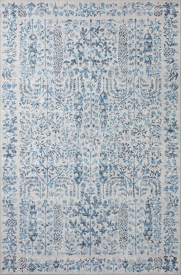 Loloi Rifle Paper Co. Maison Collection MAO-07 Blue 2'-6" x 7'-6", .19" Pile Height, Runner Rug