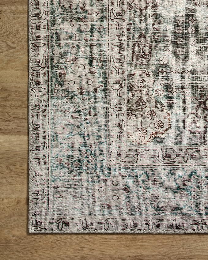 Loloi Chris Loves Julia Jules Collection JUL-08 Emerald/Antique Ivory 2'-6'' x 12'-0'', .13" Pile Height, Runner Rug