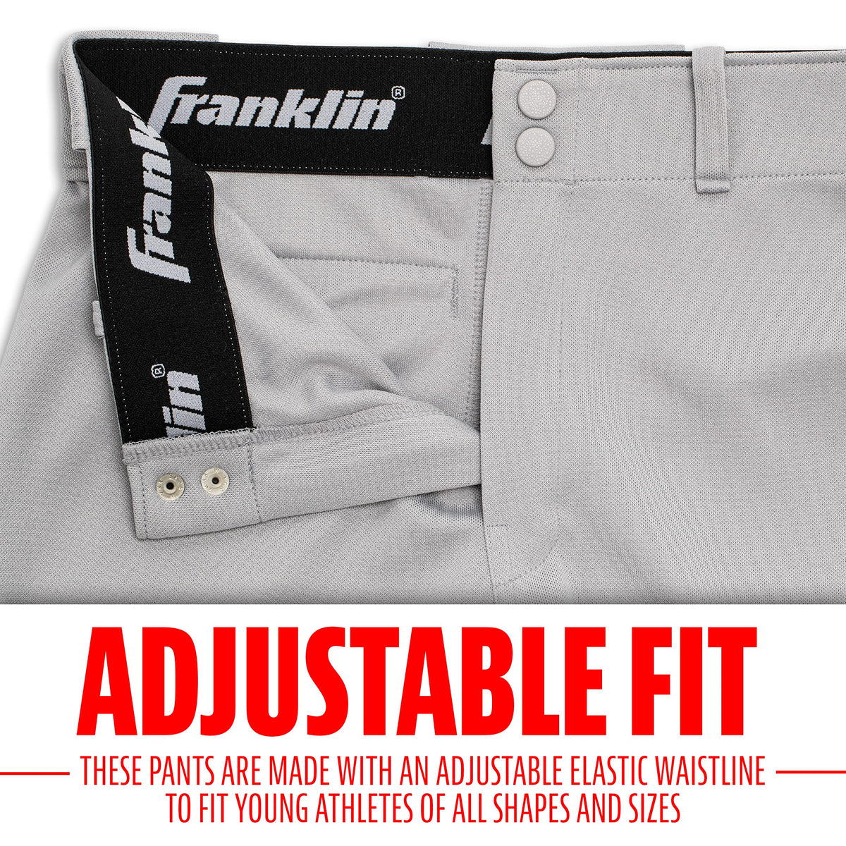 Franklin Sports Classic Fit Deluxe Youth Baseball Pants, Small, Gray
