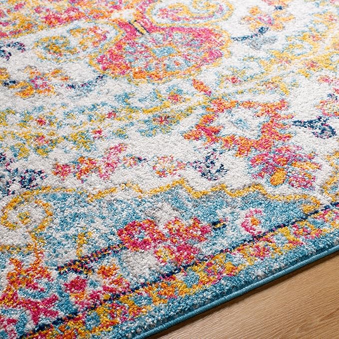 Livabliss Odelia Vintage Bohemian Area Rug,7'10" x 10'3",Orange/Aqua