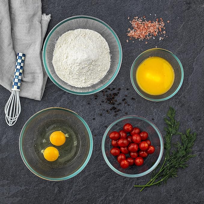 JoyJolt Kitchen Mixing Bowls - 8pc Glass with Lids Set – Neat Nesting Large Bowl Batter Cooking Storage and Big Salad BPA-Free Gray