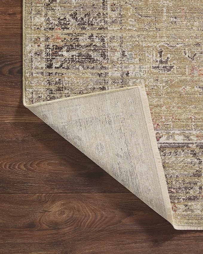 Loloi Magnolia Home by Joanna Gaines Millie Collection MIE-03 Gold/Charcoal 2'-7" x 10'-0", .25" Pile Height, Runner Rug