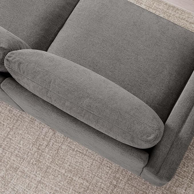 CHITA Super Large Luxury Loveseat Sectional Modular Sofa, Down Filled Modern Sofa, Deep Seat Comfty Cloud Couch, 83 inch Width, 2 Seat Couch, Solid Wood Leg, Grey