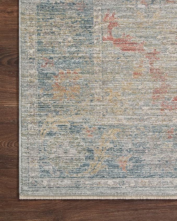 Loloi Magnolia Home by Joanna Gaines Millie Collection MIE-04 Slate/Multi 9'-6" x 9'-6", .25" Pile Height, Round Area Rug