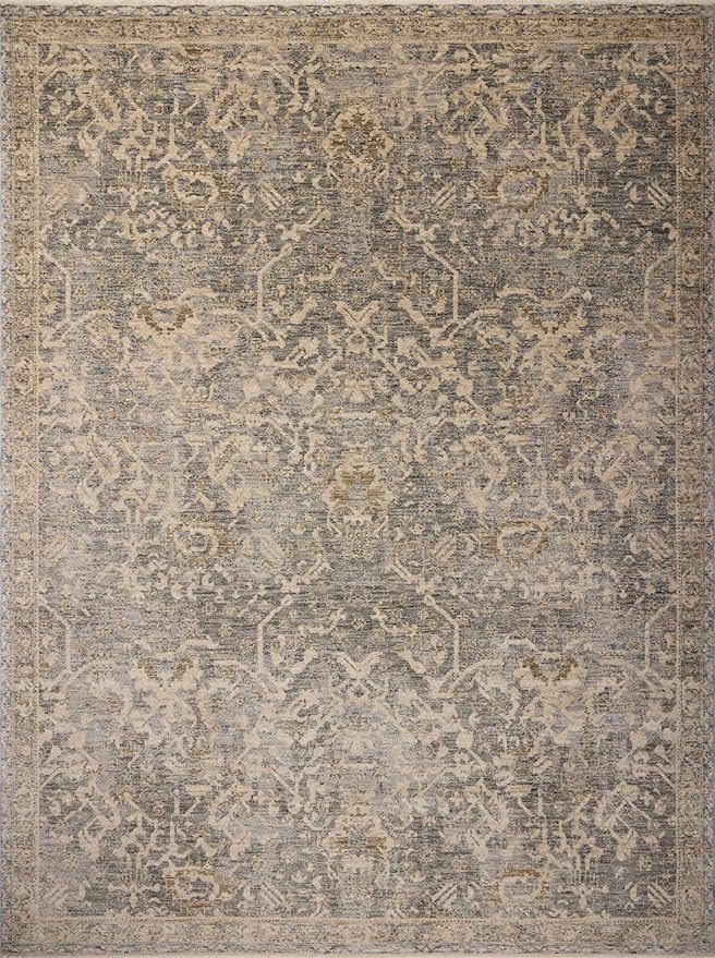 Loloi Magnolia Home by Joanna Gaines Junie Collection JUE-01 Blue/Natural 5'-3" x 5'-3", .38" Pile Height, Round Area Rug