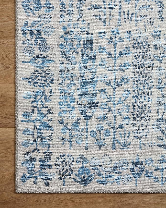 Loloi Rifle Paper Co. Maison Collection MAO-07 Blue 7'-6" x 9'-6", .19" Pile Height, Area Rug