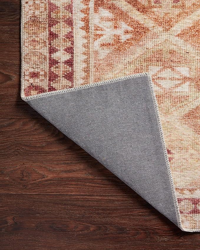 Loloi Layla Collection LAY-16 Natural/Spice 2'-0" x 5'-0" .13" Thick Accent Rug, Soft, Durable, Vintage Inspired, Distressed, Low Pile, Non-Shedding, Easy Clean, Printed, Living Room Rug