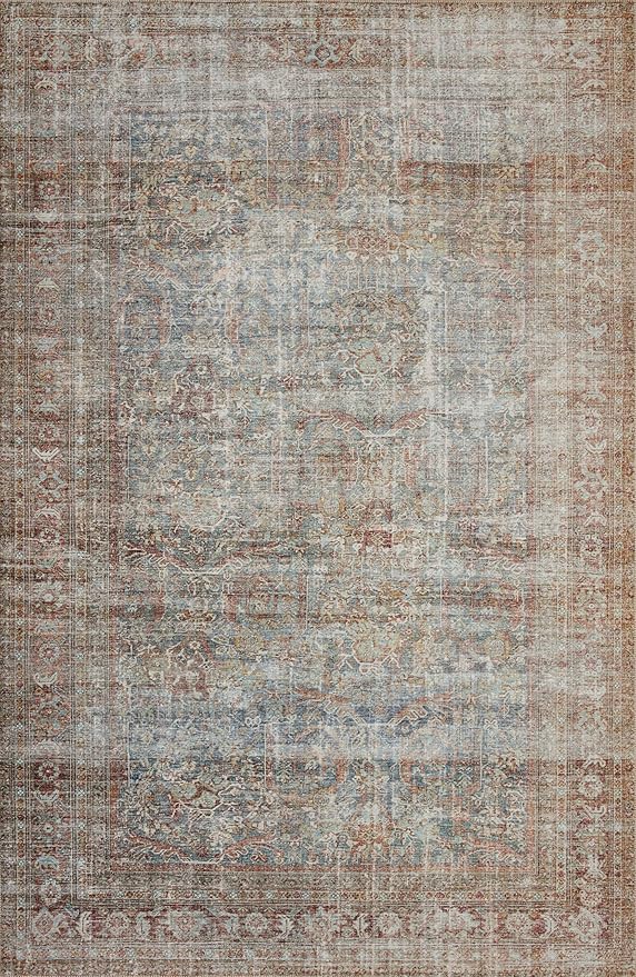 Loloi Chris Loves Julia Jules Collection JUL-05 Lagoon/Brick 7'-6'' x 9'-6'', .13" Pile Height, Area Rug