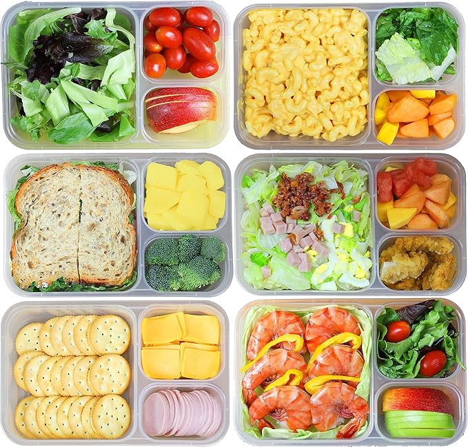 Simple Houseware 16 Pack 36-oz 3-Compartment Meal Prep Container, BPA-Free