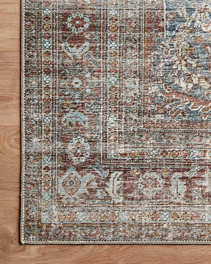 Loloi Chris Loves Julia Jules Collection JUL-05 Lagoon/Brick 2'-6'' x 12'-0'', .13" Pile Height, Runner Rug