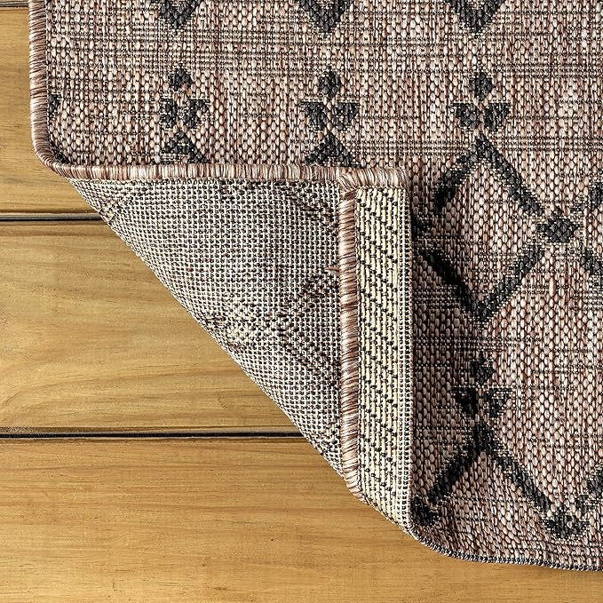 JONATHAN Y SMB108D-28 Ourika Moroccan Geometric Textured Weave Indoor Outdoor Runner Rug, Bohemian, Rustic, Scandinavian Easy Cleaning,Bedroom,Kitchen,Backyard,Patio,Non Shedding, Natural/Black, 2 X 8