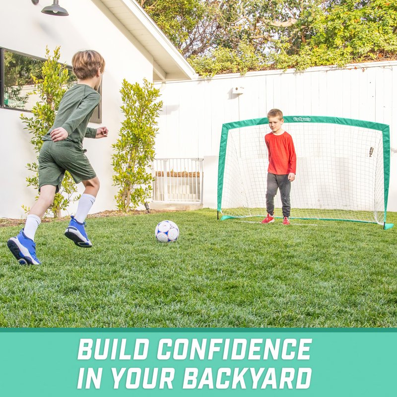 GoSports Team Tone 6 ft x 4 ft Portable Soccer Goal for Kids - Pop Up Net for Backyard - Turquoise