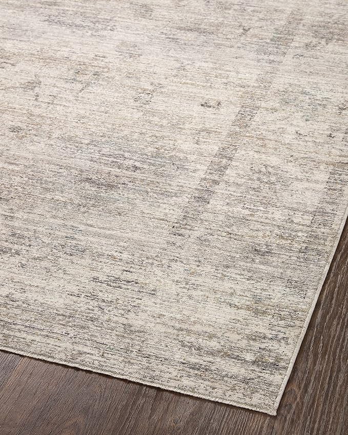 Loloi Magnolia Home by Joanna Gaines Millie Collection MIE-01 Silver/Dove 7'-10" x 7'-10", .25" Pile Height, Round Area Rug