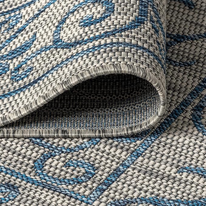 JONATHAN Y Vintage Filigree Indoor Outdoor Area Rug 9X12 Gray/Navy, Charleston Textured Weave for Backyard, Patio, Porch, Easy-Cleaning, High Traffic, Pet-Friendly, Non-Shedding (SMB106C-9)
