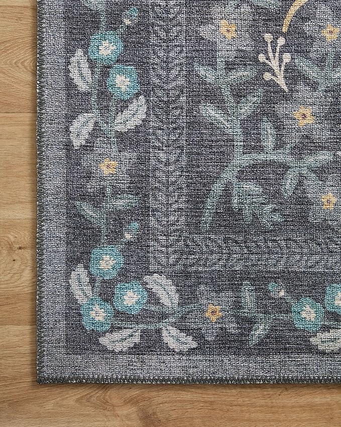 Loloi Rifle Paper Co. Maison Collection MAO-01 Nightingale Black 7'-6" x 9'-6", .19" Pile Height, Area Rug