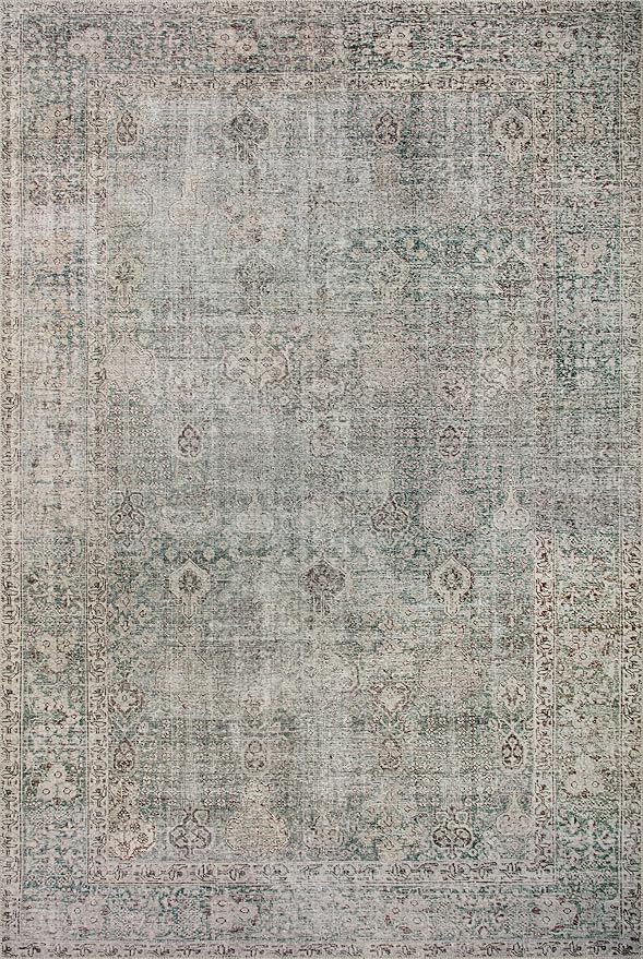 Loloi Chris Loves Julia Jules Collection JUL-08 Emerald/Antique Ivory 8'-6'' x 11'-6'', .13" Pile Height, Area Rug