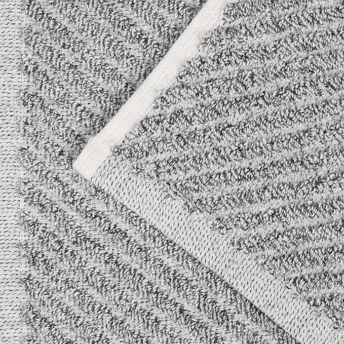 Superior Amelia Viscose Cotton Blend Medium Weight Towels, for Bathroom, Shower, Spa, Plush, Quick Dry, Ultra-Soft Towels, Bath Essentials, Ribbed Design, 6 Piece Assorted Towel Set, Charcoal