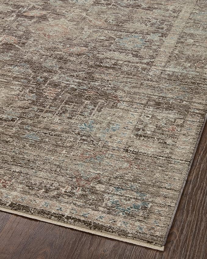 Loloi Magnolia Home by Joanna Gaines Millie Collection MIE-03 Charcoal/Dove 5'-3" x 5'-3", .25" Pile Height, Round Area Rug