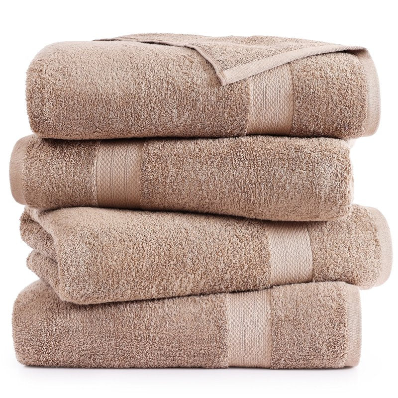 LANE LINEN Luxury Bath Towels Set of 4 (28"x54") - 100% Ring Spun Cotton Bathroom Towel Set - Durable, Quick Dry, Ultra Soft & Absorbent Large Shower Towels for Bathroom - Sustainably Produced - Taupe