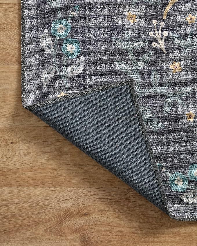 Loloi Rifle Paper Co. Maison Collection MAO-01 Nightingale Black 7'-6" x 9'-6", .19" Pile Height, Area Rug