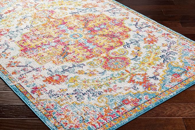 Livabliss Odelia Vintage Bohemian Runner Area Rug,2'7" x 7'3",Orange/Aqua