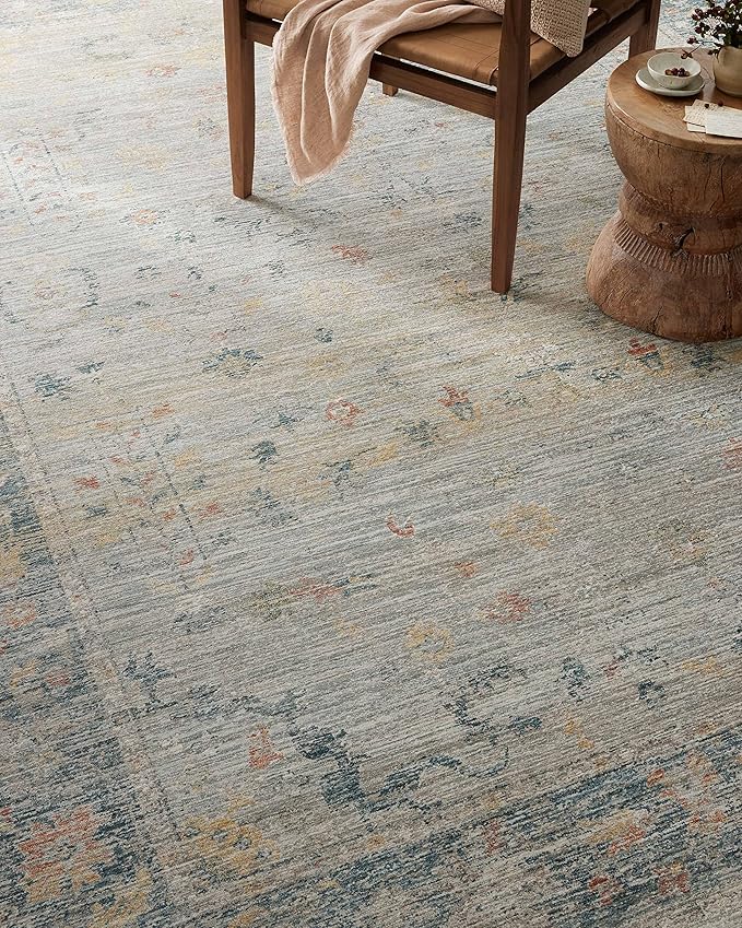 Loloi Magnolia Home by Joanna Gaines Millie Collection MIE-04 Slate/Multi 3'-6" x 5'-6", .25" Pile Height, Accent Rug