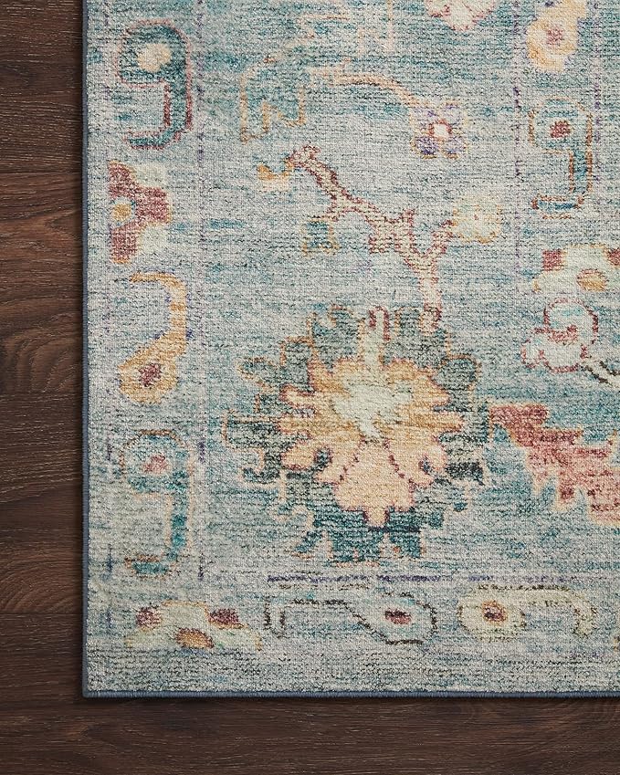Loloi Margot Collection MAT-06 Denim/Multi 2'-6" x 11'-6" Runner Rug feat. CloudPile, No-Shed Easy Clean Large Patterned Area Rug for Living Room, Bedroom, Dining Area
