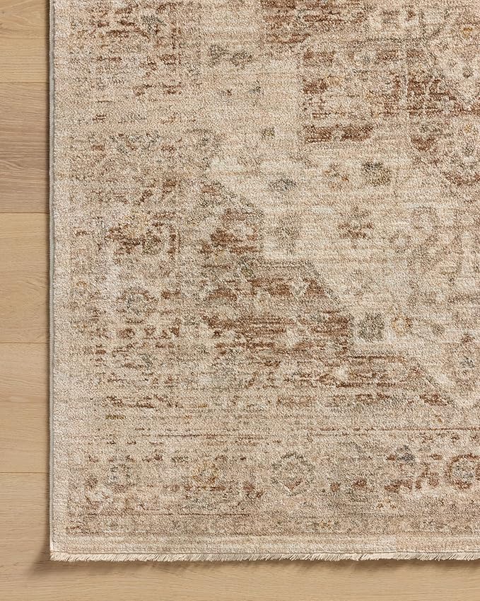 Loloi Magnolia Home by Joanna Gaines Junie Collection JUE-04 Natural/Clay 5'-3" x 5'-3", .38" Pile Height, Round Area Rug