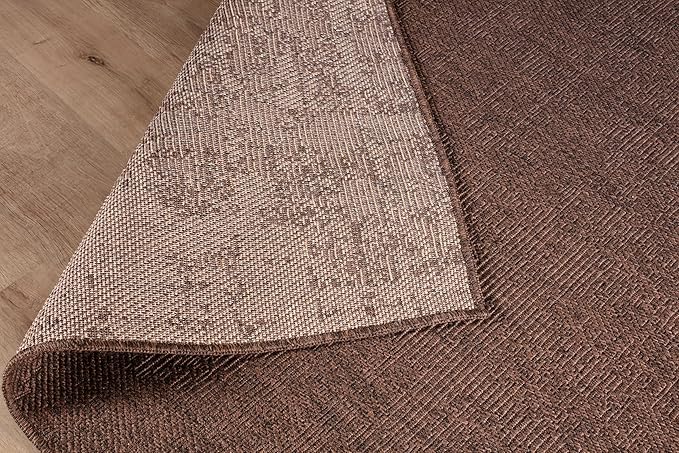 CAMILSON Easy Jute Rug 5x7, Indoor Outdoor Brown Color Fiber Area Rugs for Living Room Patio and Kitchen Rug, Solid Boho Woven Design, Easy-Cleaning, Washable Outside Carpet Alfombras (5 x 7)