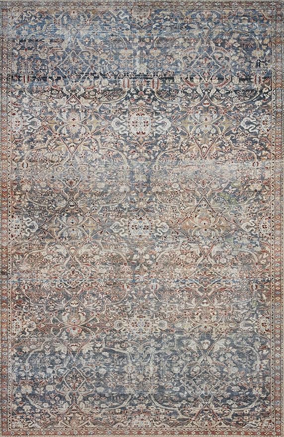 Loloi Chris Loves Julia Jules Collection JUL-06 Denim/Spice 2'-3'' x 3'-9'', .13" Pile Height, Accent Rug