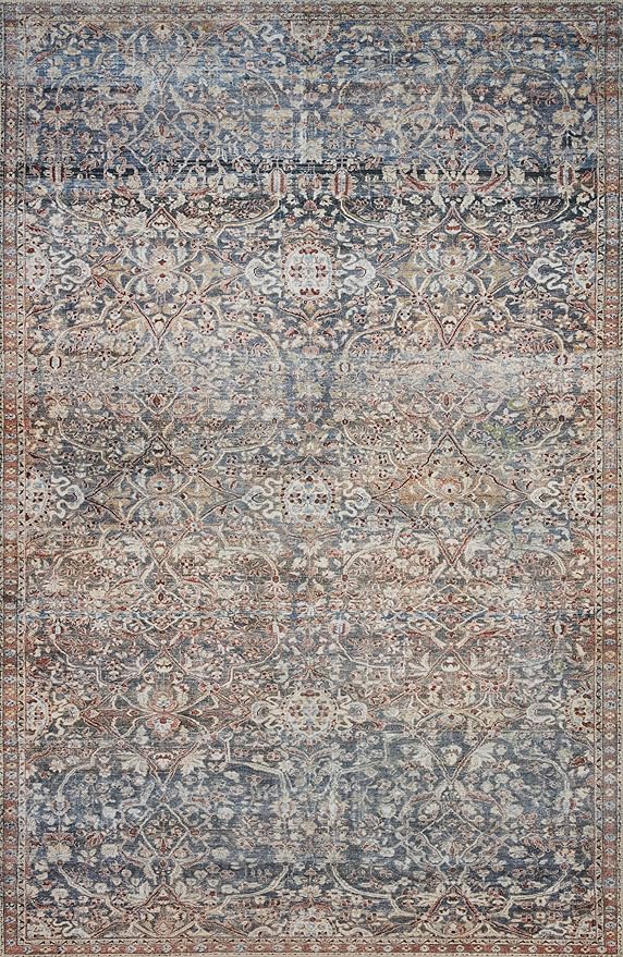 Loloi Chris Loves Julia Jules Collection JUL-06 Denim/Spice 8'-6'' x 11'-6'', .13" Pile Height, Area Rug
