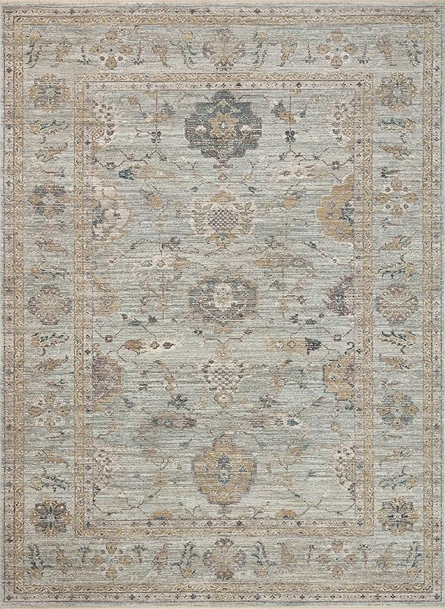 Loloi Magnolia Home by Joanna Gaines Millie Collection MIE-02 Sky/Gold 9'-6" x 13'-1", .25" Pile Height, Area Rug