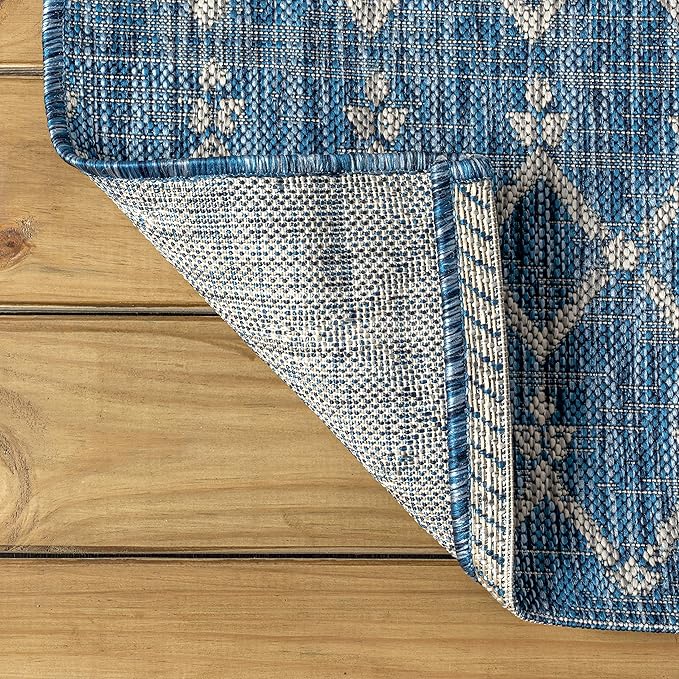 JONATHAN Y Moroccan Geometric Indoor Outdoor Area Rug 8X10 Navy/Light Gray, Ourika Textured Weave for Backyard, Patio, Porch, Easy-Cleaning, High Traffic, Pet-Friendly, Non-Shedding (SMB108B-8)